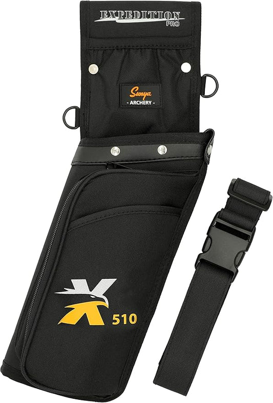 SUNYA X510 Field & Competition Hip Arrow Quiver | 3-Slot Noise-Free Archery Quiver with Sturdy Storage System (42x18cm)
