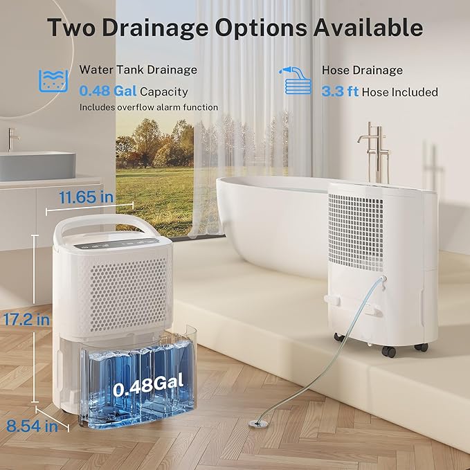 Yaufey 2025 Most Efficient Energy Star Dehumidifier for 2,000 Sq. Ft. Home, Basement and Large Room - Powerful, Quiet with Humidity Control, Timer, Drain Hose and Water Tank