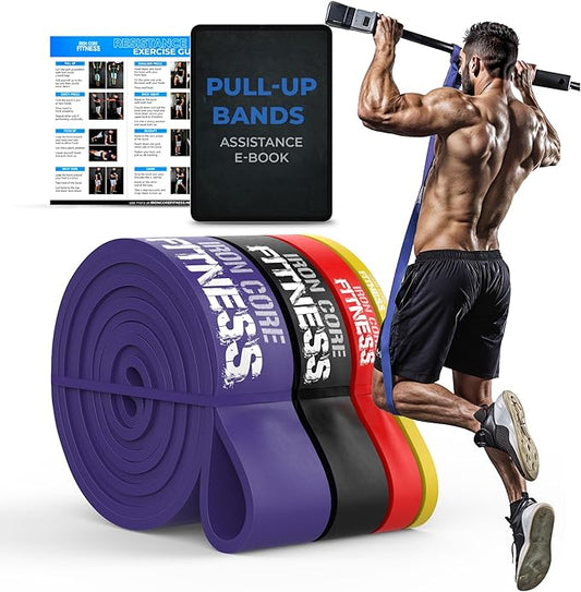 Pull Up Assistance Resistance Bands - Long Loop Power Bands for Men and Women - Strength Power Flexibility Training at Home & Gym - Ebooks & Workout Chart Included by Iron Core Fitness-FlexoryFit