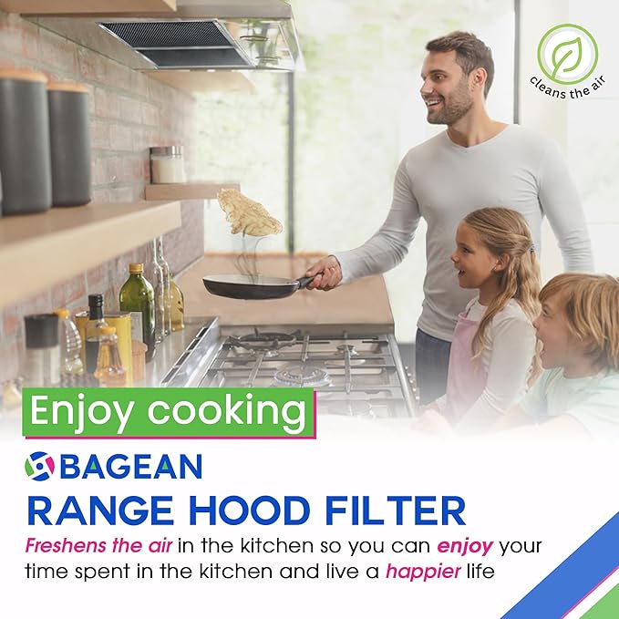 Bagean Stove Hood Vent Filter 8.50" x 11.25" LL62F Charcoal Grease Combo - Fits Ductless Broan Range Hood Filter Replacement - Metal Screen Filters Grease and Carbon Freshen Kitchen Stove Air (2-Pk)