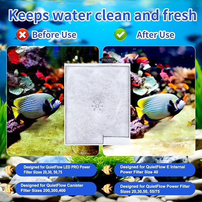 10Pack Large Replacement Filters Cartridges Compatible with Aqueon QuietFlow LED Power Filter Size 20/30/50/75 & E Internal Power Size 40 & Canister Filter Size 200/300/400 & Zilla Size 40