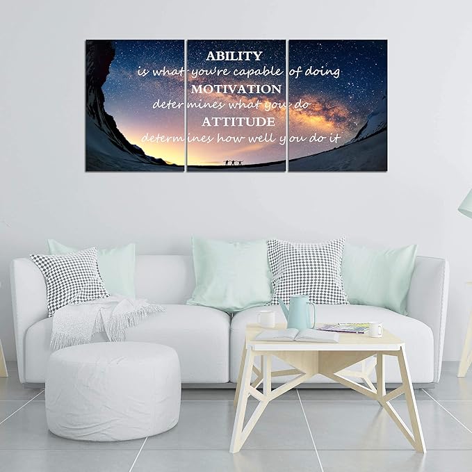 3 Panels Successful Inspirational Posters Quotes Wall Art Ability Modern Motivational Painting Picture Prints on Canvas Artwork Motto for Office Bedroom Decor Living Room Home Decor (72”Wx36”H)-FlexoryFit
