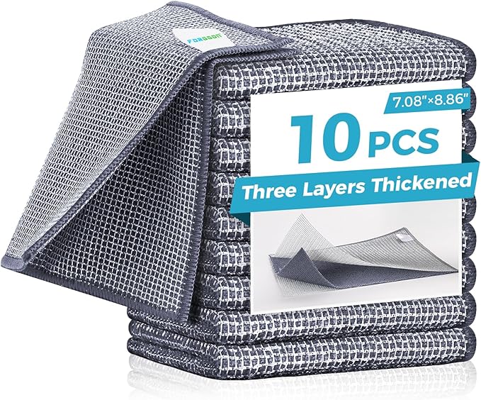 10 Pcs New Upgrade 3-Layer Non Scratch Wire Dishcloth,Wire Dishwashing Rag, Non-Scratch Wire Dishwashing Rags for Wet and Dry, Kitchen Cleaning Dish Rags for Cookware,Sinks, Dishes,Stove-FlexoryFit