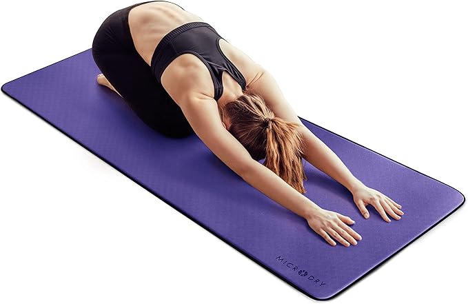 MICRODRY Deluxe Fitness Exercise Yoga Mat for Home & Gym, Extra Thick for High Impact Training, Multi Layered Skid Resistant Surface, Odor Neutralizing with Carrying Strap-FlexoryFit