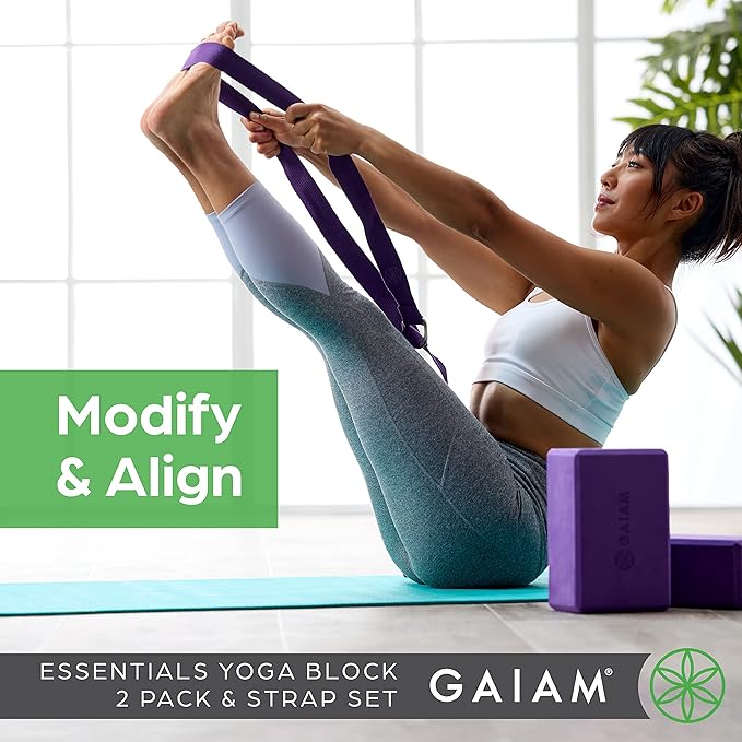 Gaiam Yoga Block - Supportive Latex-Free Eva Foam - Soft Non-Slip Surface with Beveled Edges for Yoga, Pilates, Meditation - Yoga Accessories for Stability, Balance, Deepen Stretches-FlexoryFit