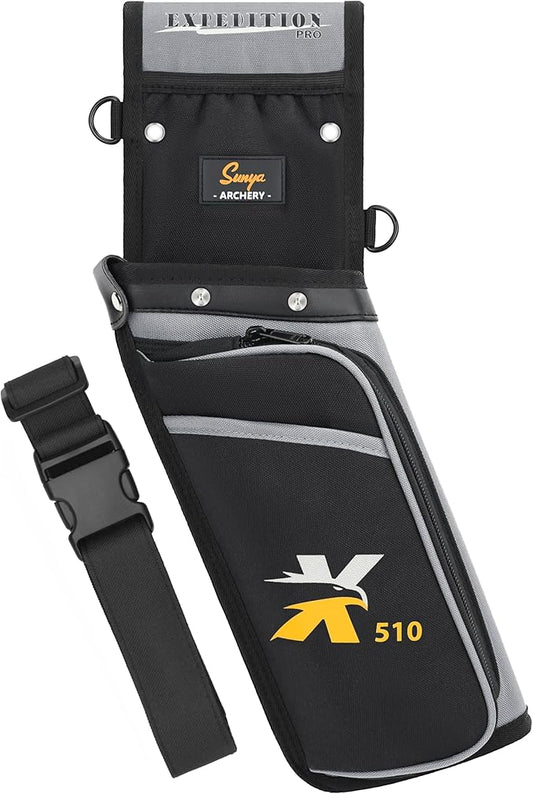 SUNYA X510 Field & Competition Hip Arrow Quiver | 3-Slot Noise-Free Archery Quiver with Sturdy Storage System (42x18cm)