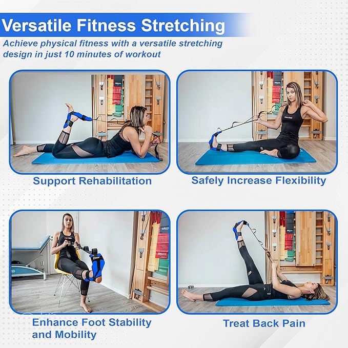 Stretch Strap with Loops for Foot and Calf - Ideal for Physical Therapy, Achilles Tendonitis Relief, and Plantar Fasciitis - Perfect for Yoga, Gymnastics, and Flexibility Training-FlexoryFit