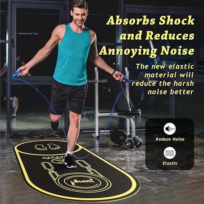 Jump Rope Mat 63"x27" Exercise Fitness, Non-Slip Indoor Outdoor Crossrope Mat, 6mm Thick High-Density Workout Jumping Pad for Home Gym Flooring and Concrete-FlexoryFit