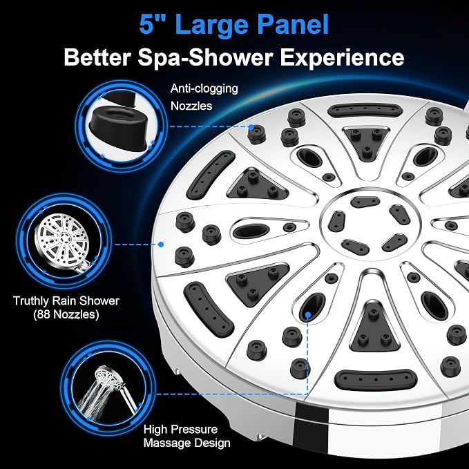 Filtered Handheld Shower Head, 9 Spray Modes High Pressure, 3 Replacement - Image 7