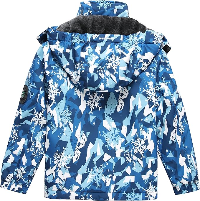 Keevoom Boys Winter Coat Ski Jacket Windproof Kids Snowboard Warm Fleece Snow Coat Waterproof Outdoor Hooded Ski Coats-FlexoryFit