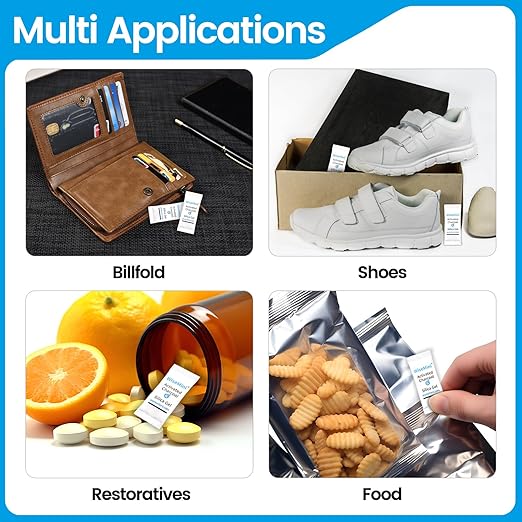 200Pcs 0.5g Desiccant Deodorizer Sachet, High Absorption Capacity for Moisture & Odor, Food Safe Silica Gel & Coconut Shell Activated Carbon Packs for Storage