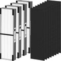 FLT4825SM HEPA Smoke Clear Filter B Replacement Compatible with G-Guardian AC4825, AC4300, AC4850, AC4880, AC4900, CDAP4500, AP2200 Air Purifier, 4 True HEPA Filters & 8 Carbon Pre-Filters, Grey