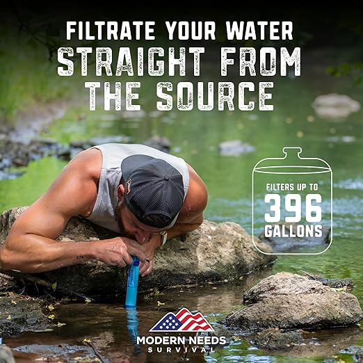Ready Filter Personal Water Filter Straw | Backpacking Water Filter for Hiking & Camping | Portable Water Purifier Camping | Emergency Survival Gear & Camping Survival Kit | 3 Pack