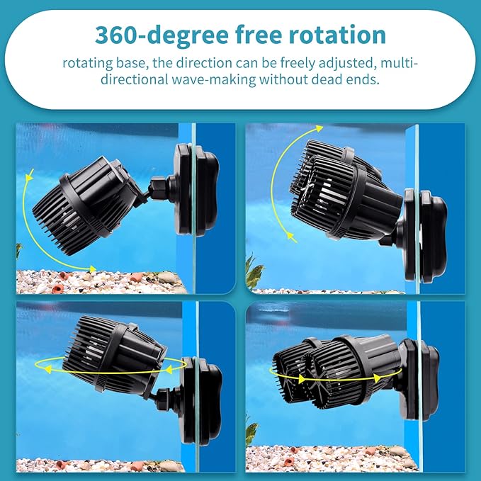 hygger 2100GPH Double Head Aquarium Wave Maker, Quiet 5W Aquarium Circulation Pump, with Strong Magnetic Suction Base, 360°Adjustable Power Head, for 40~110 Gal Tank