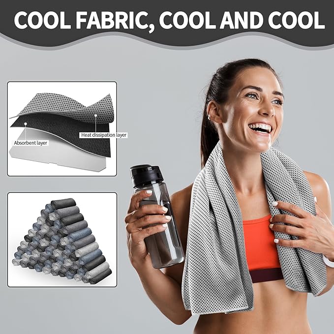Honoson Cooling Towel Bulk - Neck & Face Cool Chilly Towels Microfiber Breathable Sport Sweat Rag for Gym, Yoga, Travel, Camping, Running, Outdoor-FlexoryFit