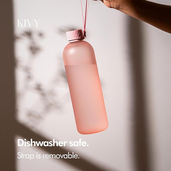 KIVY Slim Water Bottle 50oz [Lightweight & Shatterproof] - Reusable Tritan Water Bottle - Leak Proof Water Bottle for Women & Men - No Spill - Dishwasher Safe - Pink Water bottle-FlexoryFit