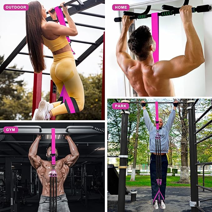 HPYGN Pull Up Assistance Bands, Heavy Duty Resistance Band for Pull Up Bar, Adjustable Weight/Size with Fabric Feet/Knee Rest, Bands for Pull Up Assist for Strength Training, Pull Up Assist Band-FlexoryFit