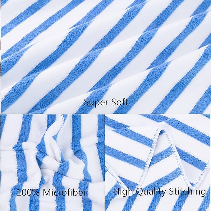 JML Microfiber Towels, Bath Towel Sets (4 Pack, 27" x 55") - Extra Absorbent, Fast Drying, Multipurpose for Bath, Swimming, Fitness, Sports, Yoga,Stripe Blue-FlexoryFit