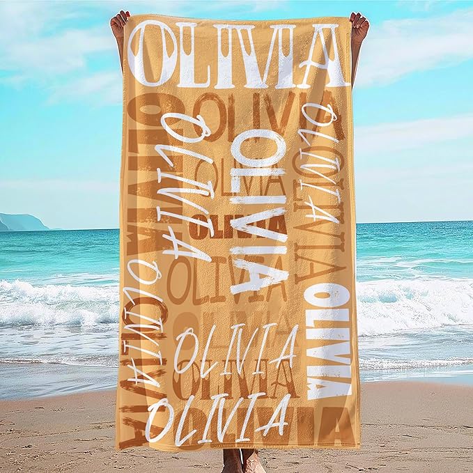 JML Personalized Beach Towel with Name, Custom Beach Towel with Name, Customized Microfiber Pool Towel, Quick Dry & Absorbent Swim Towel for Adult,Anniversary, Birthday, Summer Holiday,Vacation-FlexoryFit