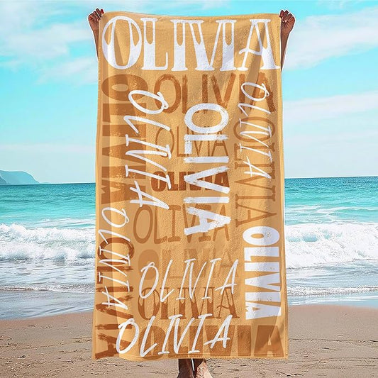 JML Personalized Beach Towel with Name, Custom Beach Towel with Name, Customized Microfiber Pool Towel, Quick Dry & Absorbent Swim Towel for Adult,Anniversary, Birthday, Summer Holiday,Vacation-FlexoryFit