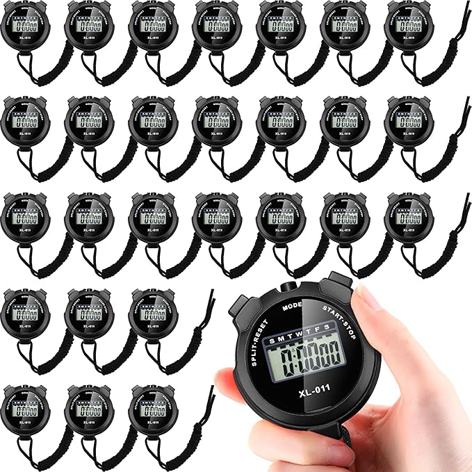 Kanayu 28 Pcs Multi Function Digital Stopwatch Timer Bulk Sports Stopwatch with Lanyard Date Time Alarm Timer for Coach Swimming Running Sports Train-FlexoryFit