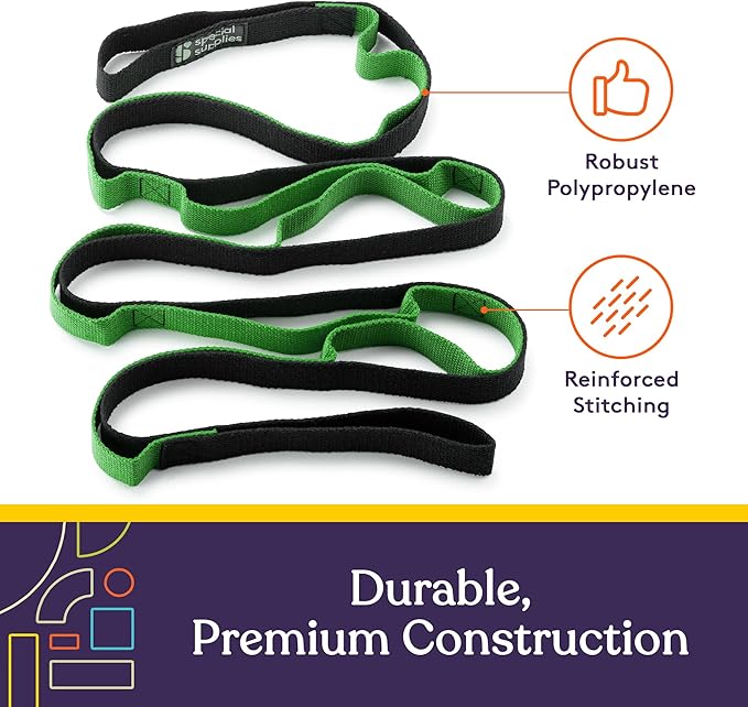 SPECIAL SUPPLIES Yoga Strap for Stretching, Stability Training, Fitness, Flexibility, Physical Therapy, Home Workout Equipment, Strength Training, and Pilates (Green)-FlexoryFit