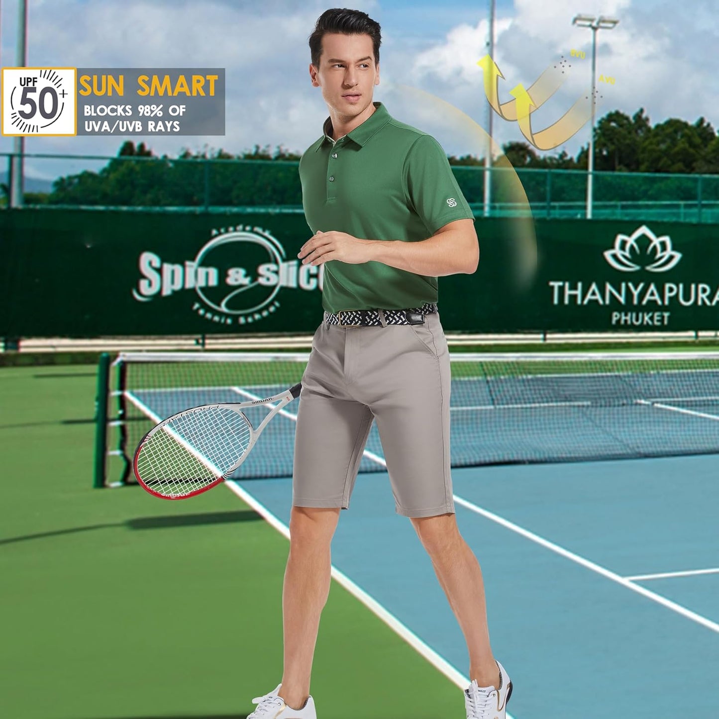 Mens Golf Shirt Short Sleeve Moisture Wicking Dry Fit Performance Solid Casual Pique Collared Golf Polo Shirts for Men