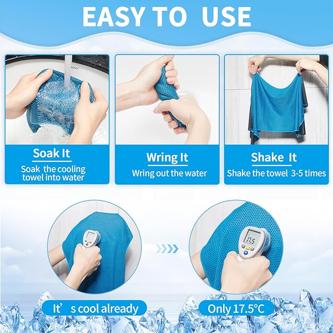 Honoson Cooling Towel Bulk - Neck & Face Cool Chilly Towels Microfiber Breathable Sport Sweat Rag for Gym, Yoga, Travel, Camping, Running, Outdoor-FlexoryFit
