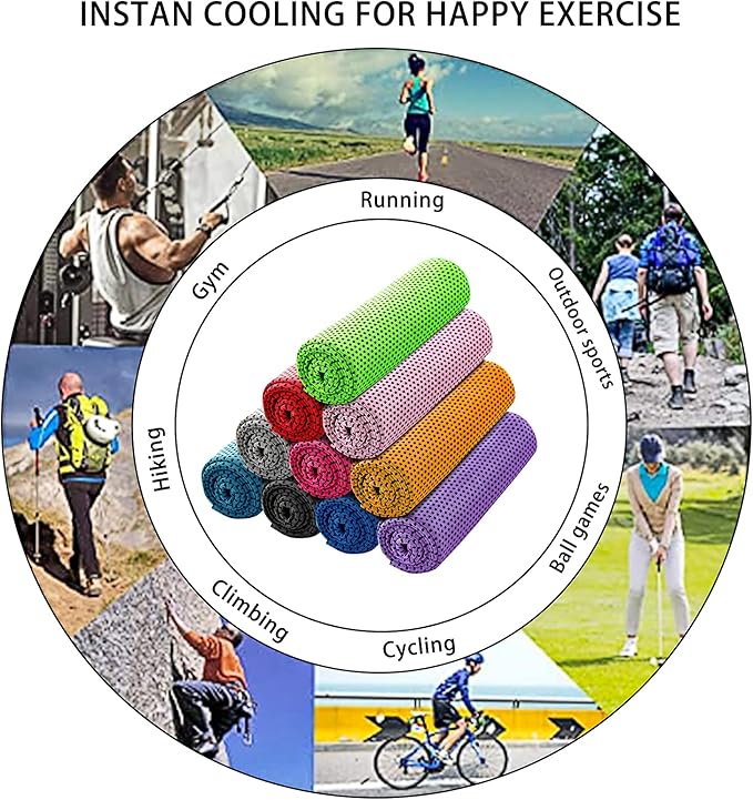 Ponpon 30pcs Cooling Towel Ice Towel Cooling Towels for Neck and Face Microfiber Cooling Towel for Gym, Travel, Yoga, Camping, Running, Outdoor Sport (10 Colors)-FlexoryFit