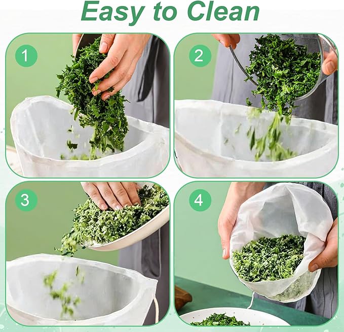 Bowl-Shaped Nylon Nut Milk Bags, 6PCS Bowl Shaped Fine Mesh Strainer Reusable Drawstring Cheese Cloth Filter Bags White for Almond Milk Greek Yogurt Juicing Coffee