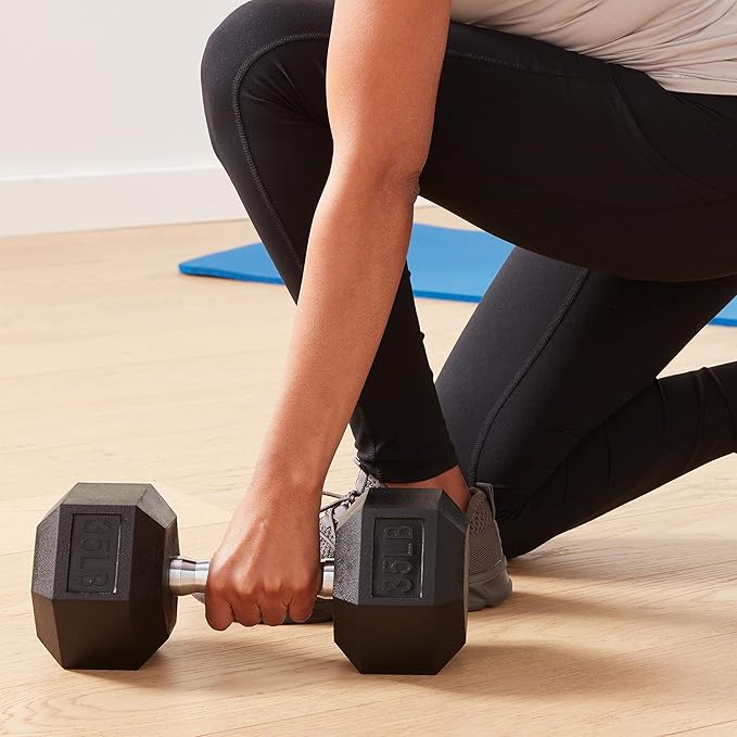 Amazon Basics Rubber Hex Dumbbell Hand Weight-FlexoryFit