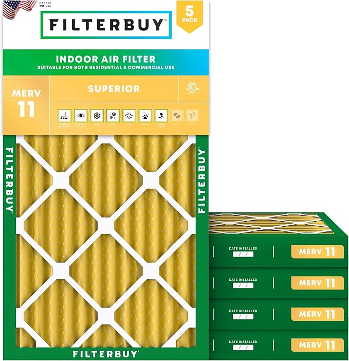 Filterbuy 12x24x2 Air Filter MERV 11 Superior Pet & Allergy Defense, by Filterbuy