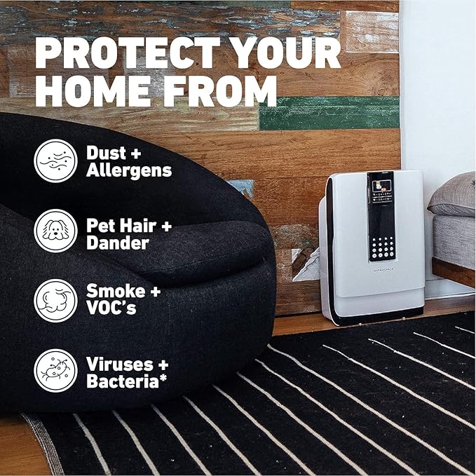 HATHASPACE HSP001 True HEPA Air Purifier for Home, Removes 99.9% of Dust, Smoke, Pet Dander, Odors, VOCs, Covers Up to 700 Sq. Ft, Quiet Air Cleaner with Smart Sensor for Bedroom & Large Rooms