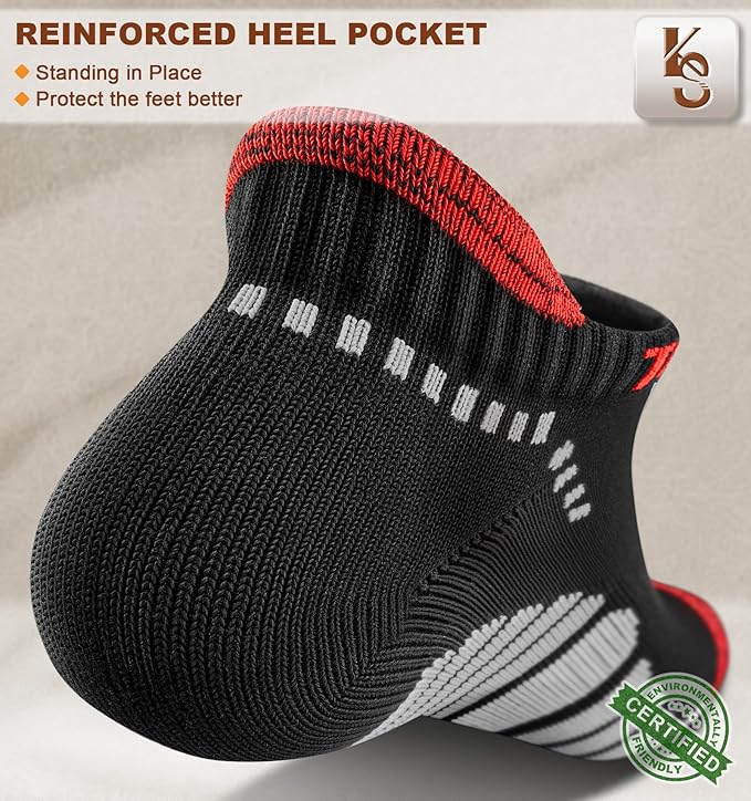 KEMISANT Men Running Socks,Active Ankle Socks No show Cushioned Footbed Arch Support-FlexoryFit