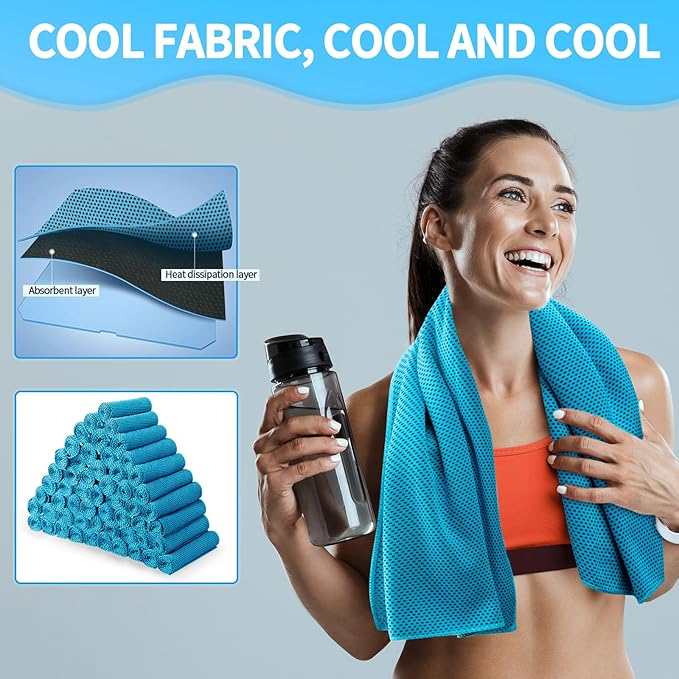 Honoson Cooling Towel Bulk - Neck & Face Cool Chilly Towels Microfiber Breathable Sport Sweat Rag for Gym, Yoga, Travel, Camping, Running, Outdoor-FlexoryFit