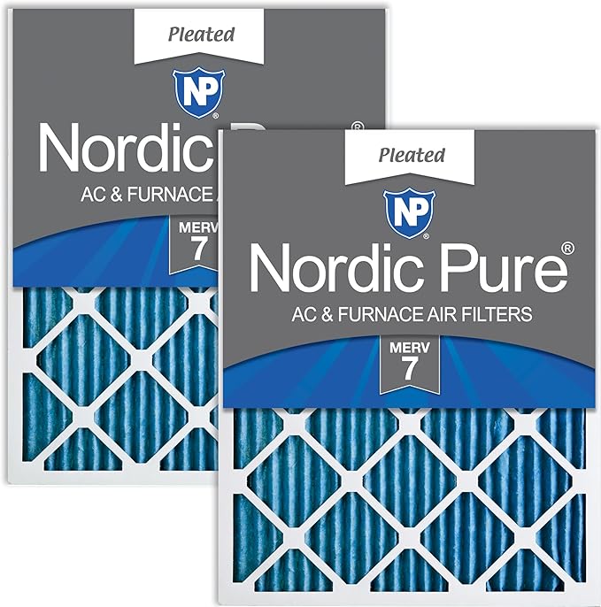 Nordic Pure 16x20x1 (15 1/2 x 19 1/2 x 3/4) Pleated MERV 7 Air Filters 2 Pack