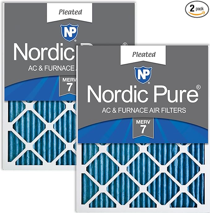 Nordic Pure 20x30x1 (19 5/8 x 29 5/8 x 3/4) Pleated MERV 7 Air Filters 2 Pack