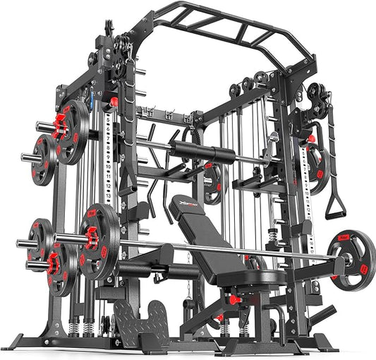 Power Cage,1600lbs Multi-Function Power Rack with Adjustable Cable Crossover System and More Training Attachment, Weight Cage for Home Gym-FlexoryFit