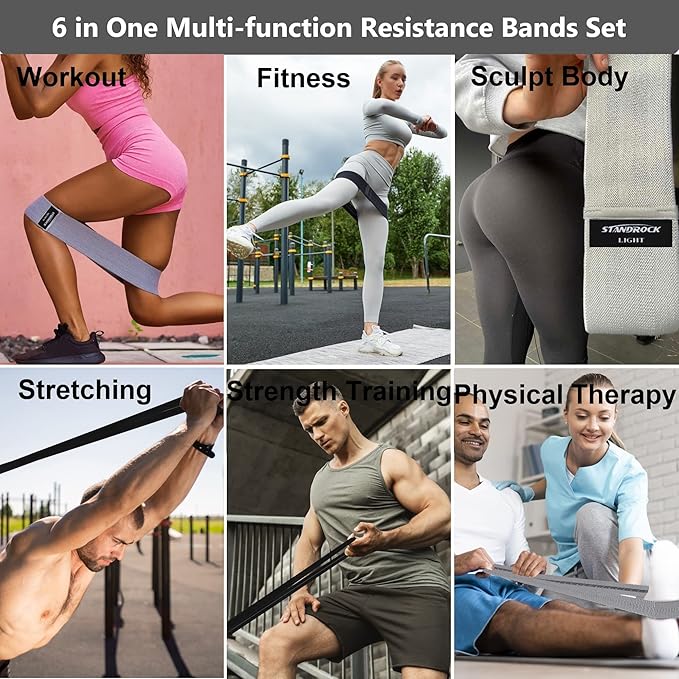 Fabric Resistance Bands for Working Out, 3 and 4 Levels Booty Bands Long Resistance Bands for Women and Men | Elastic Bands for Exercise Bands Resistance Workout Bands Resistance-FlexoryFit