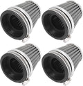 Motoforti 4pcs Universal 60mm Air Filter Cleaner Round Tapered Replacement for Motorcycle Black