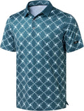 Obla Mens Golf Polo Shirts Short Sleeve Dry Fit Performance Moisture Wicking Casual Print Collared Golf Shirts for Men