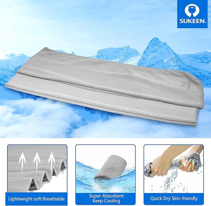 Sukeen 8 Pack Cooling Towel (40"x12"), Ice Towel Sets,Soft Breathable Chilly Towel,Microfiber Towel for Yoga,Sport,Running,Gym,Workout,Camping,Fitness,Workout-FlexoryFit