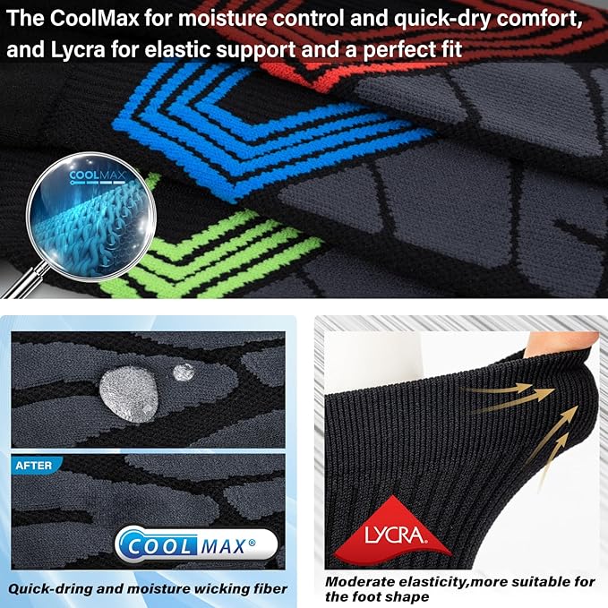 Hylaea Quarter Athletic Running Socks No Blister, Cushion Moisture Wicking Socks for Cycling Sport-FlexoryFit