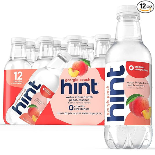 Hint Fruit-Infused Bottled Water, Georgia Peach - Sugar Free Flavored Water with Zero Calories, Naturally Flavored, and No Artificial Sweeteners - 16 Fl Oz (Pack of 12)-FlexoryFit