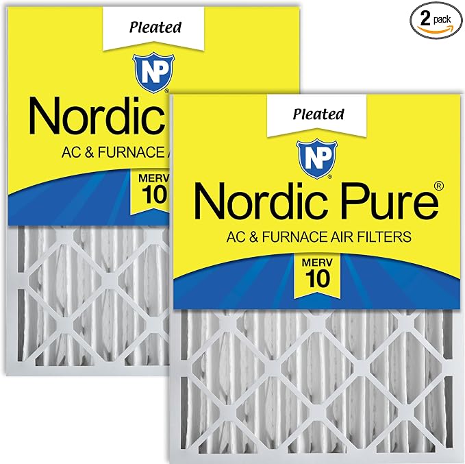 Nordic Pure 16x25x4 Pleated MERV 10 Air Filters 2 Pack by NordicPure