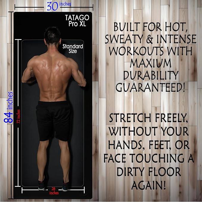 Tatago Hot Yoga Mat Non Slip-Professional Grade Natural Rubber Yoga Mat, Pliates Mat, Stretching Mat or exercise mats for home workout. Nonslip for Hot and Sweaty Classes. Includes Yoga Strap for Carrying and Stretching too.-FlexoryFit