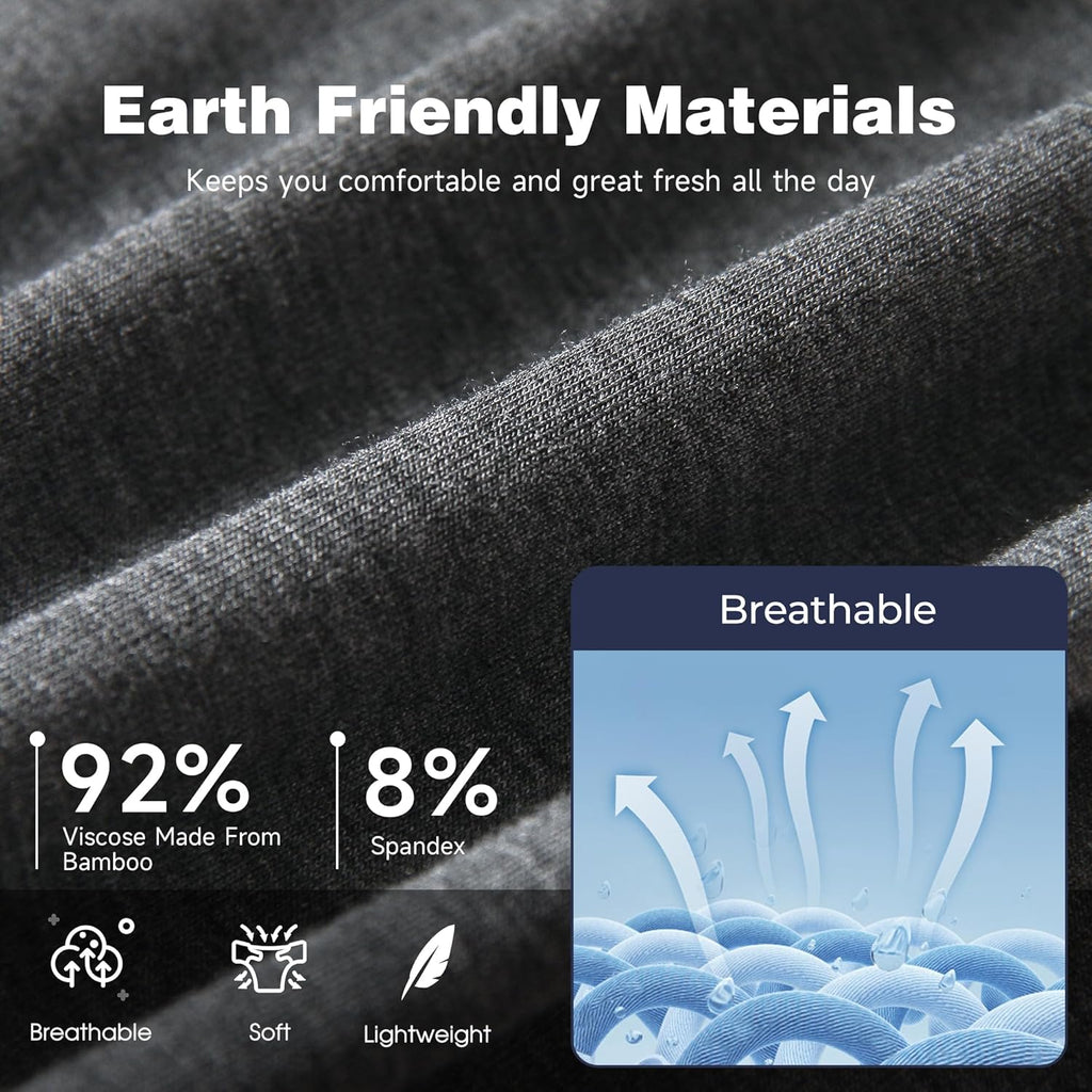 BAMBOO COOL Men's Ultra ComfortSoft Underwear, Moisture Wicking & Breathable No Ride Up Boxer Briefs with Fly, Multipack
