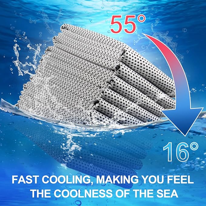 Shellwei 50 Pcs Cooling Towel 40 x 12 Inch Microfiber Workout Towels Breathable Chilly Towel Ice Cool Cold Towels Bulk Fast Drying Absorbent Sweat Rag for Neck Yoga Sports Golf Gym-FlexoryFit