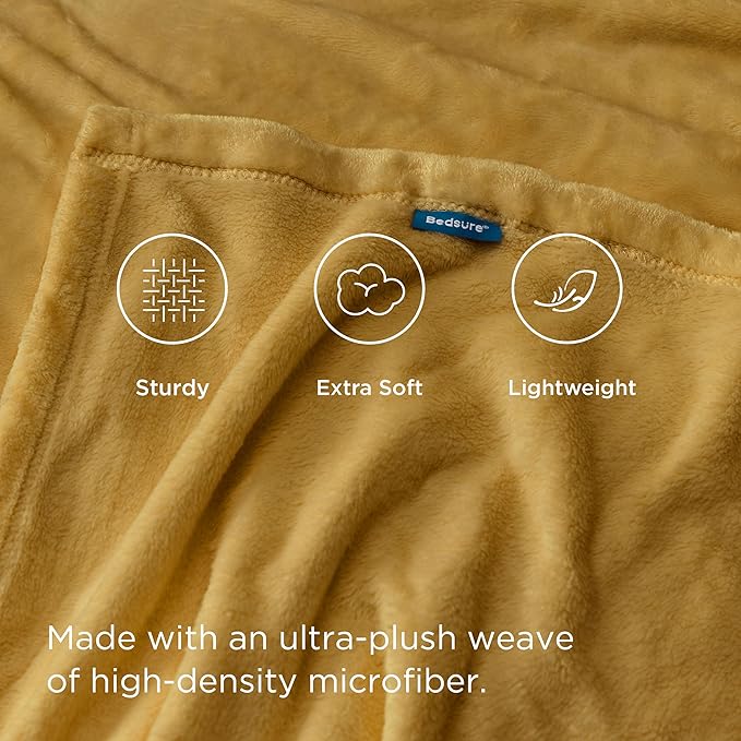 Bedsure Gold Fleece Throw Blanket - 300GSM Blankets for Couch, Sofa, Bed, Soft Lightweight Plush Cozy Throws for Toddlers, 50x60 inches