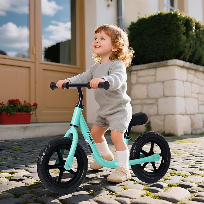 12 inch Toddler Balance Bike Adjustable Handlebar & Seat Anti-Slip Grip Suitable for 2-5 Years Old with Footrest Lightweight for Tolddlers Boys Girls Multiple Colors to Choose-FlexoryFit